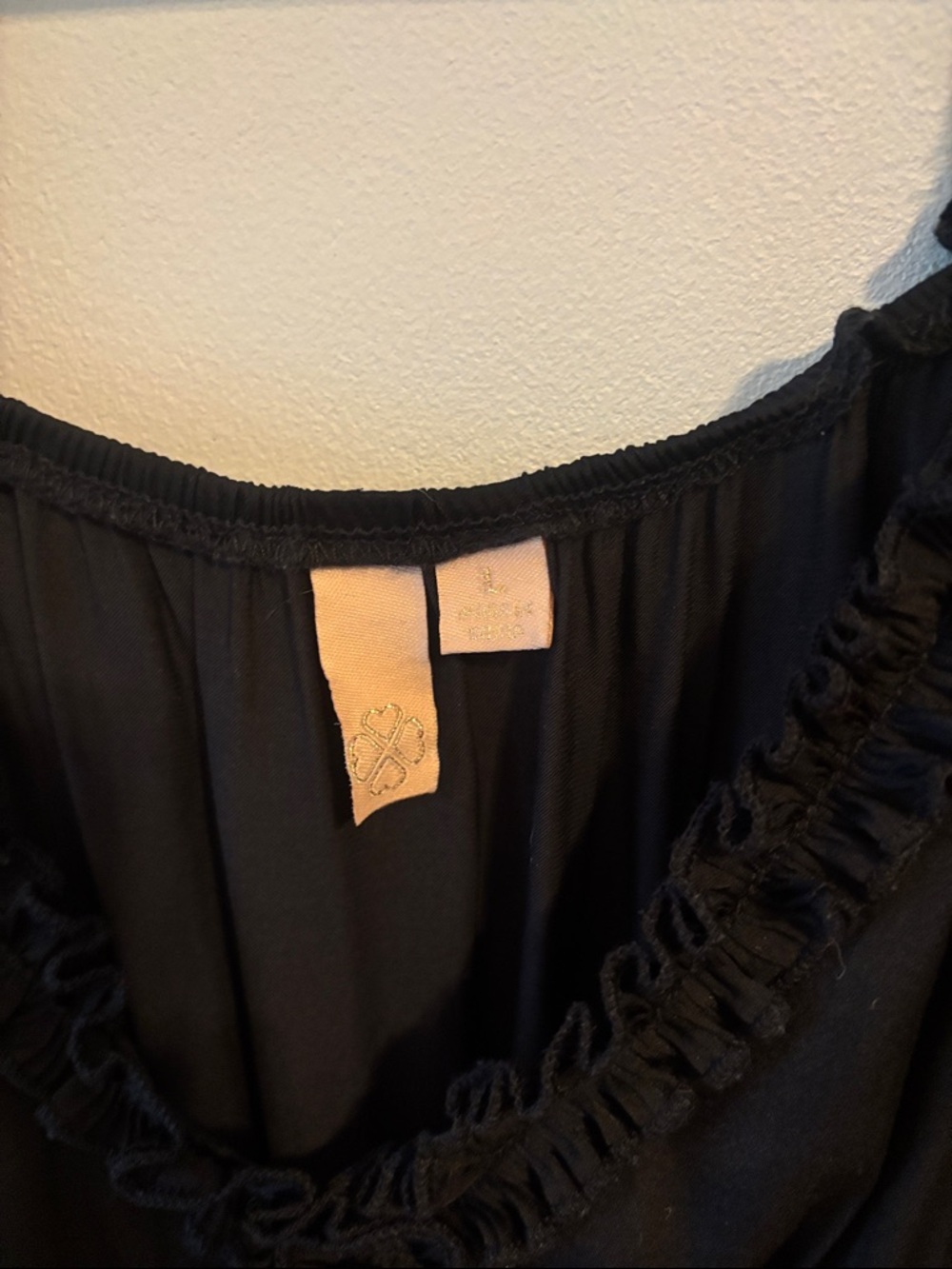 Black Ruffled V-Neck Mini Dress - Picture 3 of 5